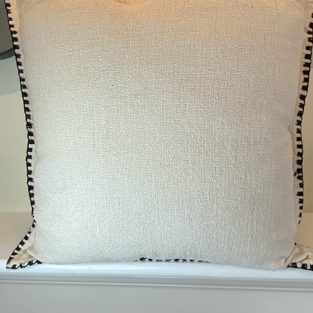 Off White polyester square pillow with contrasting edge 21”x21” - Picture 6 of 6